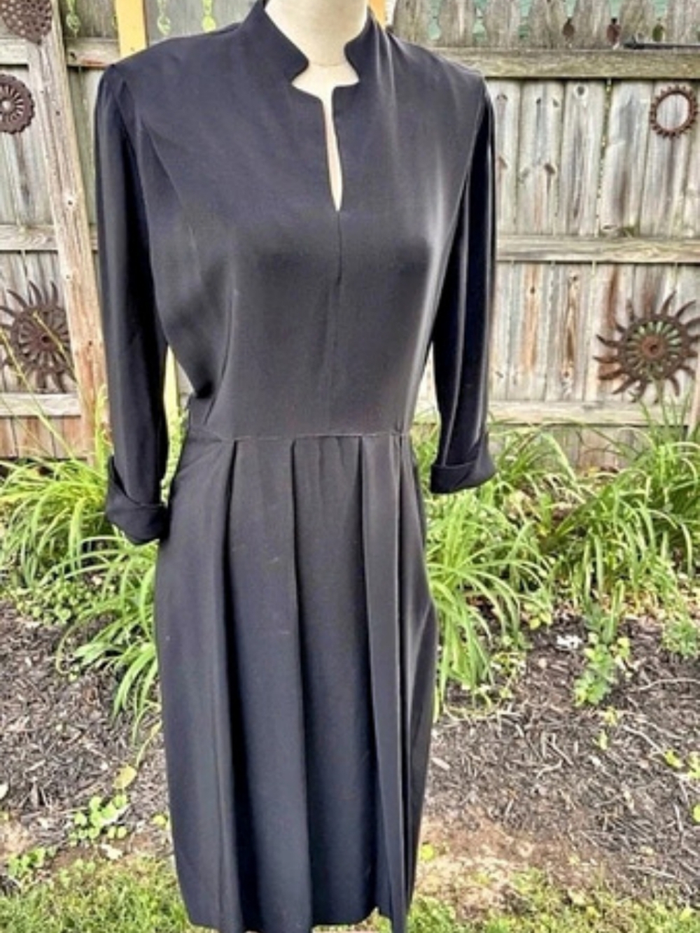 Reich Originals Long Sleeve Black Midi Dress Like New WWll